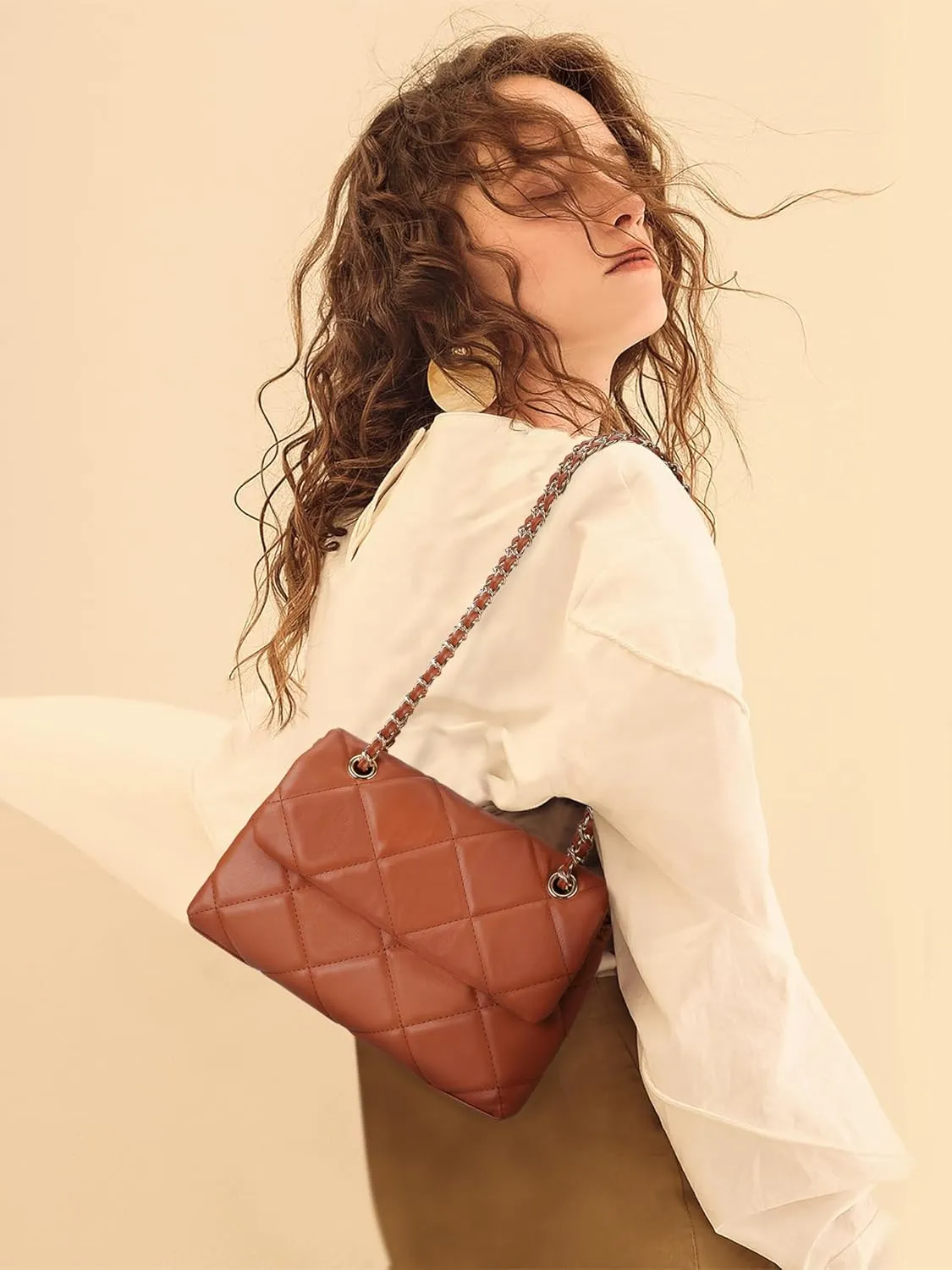 Gladdon Quilted Crossbody Purses for Women Small Ladies Shoulder Bags with Chain Trendy Clutch Purse Cute Designer Bag