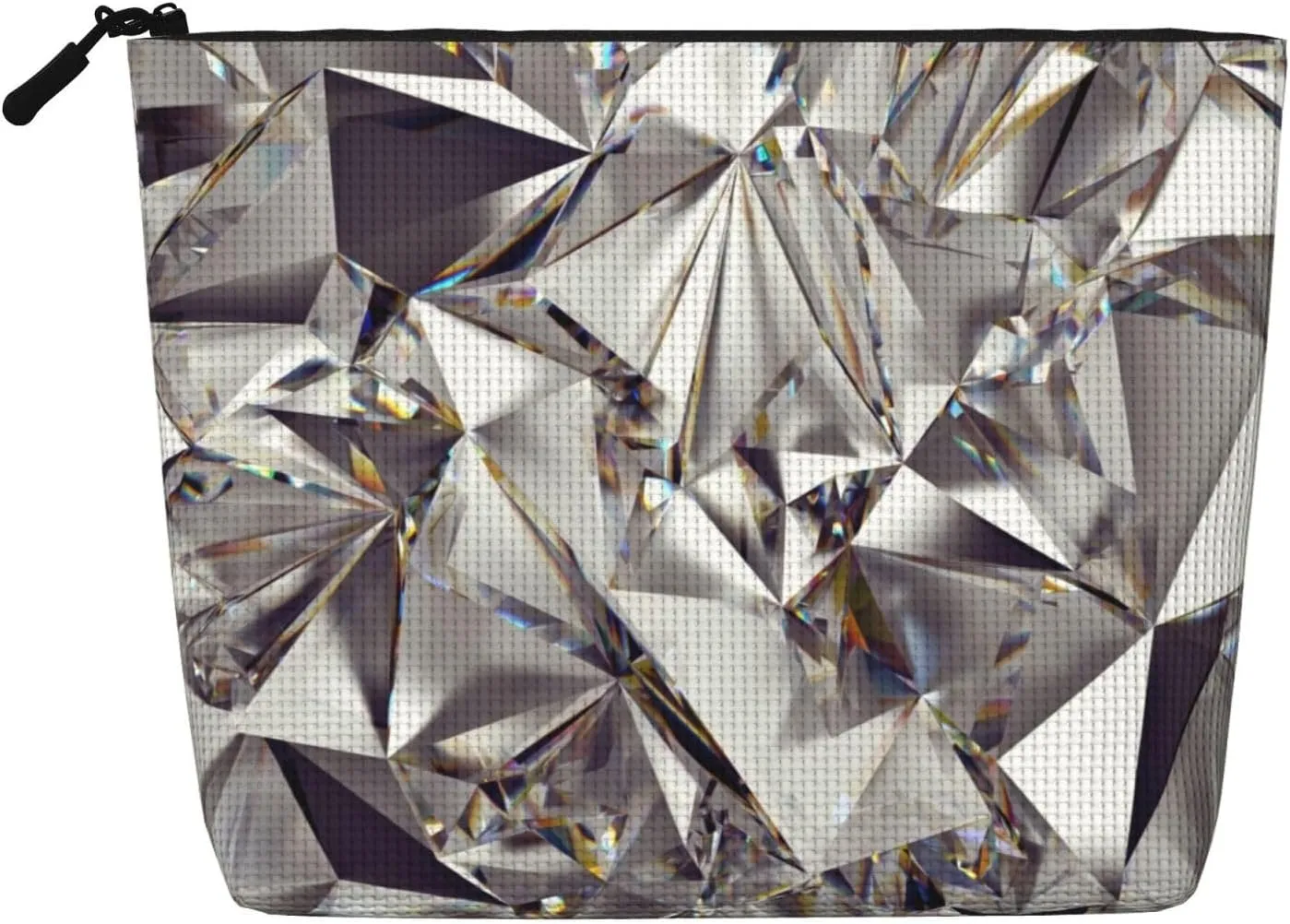 Glitter Abstract Diamond Crystal Pattern Print make up bag Single-layer Makeup Bags Travel Cosmetic Organizer Large Capacity Zippered