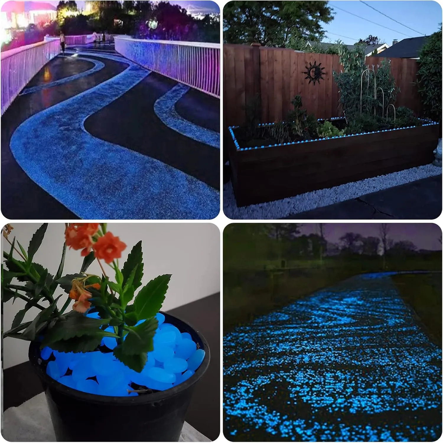 Glow in The Dark Rocks Outdoor, 500 pcs Blue Solar Rocks for Landscaping, Outdoor Decor Glow in The Dark Stones, Glowing Pebbles for Garden Backyard Patio Lawn Path, Powered by Sunlight