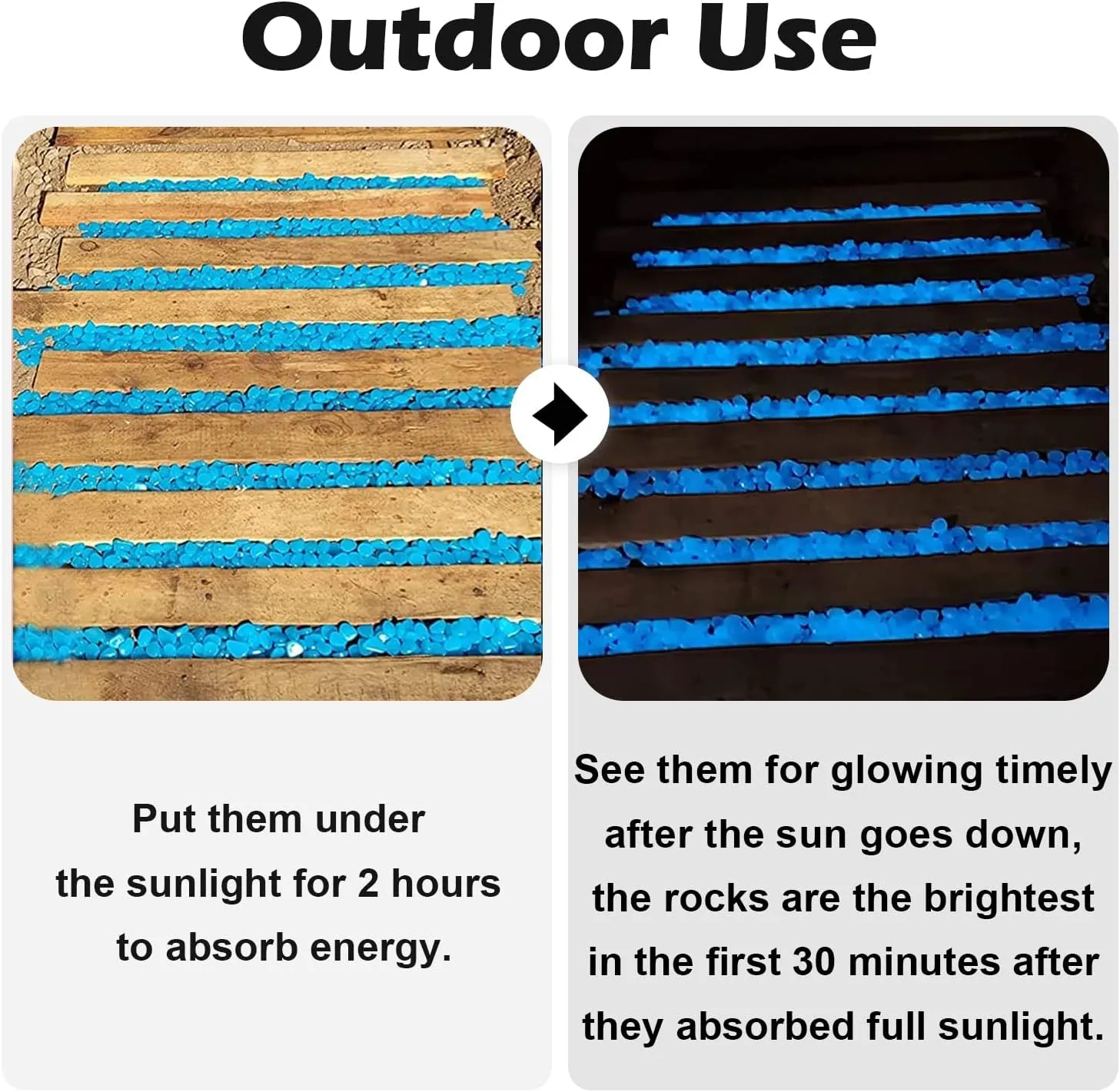 Glow in The Dark Rocks Outdoor, 500 pcs Blue Solar Rocks for Landscaping, Outdoor Decor Glow in The Dark Stones, Glowing Pebbles for Garden Backyard Patio Lawn Path, Powered by Sunlight