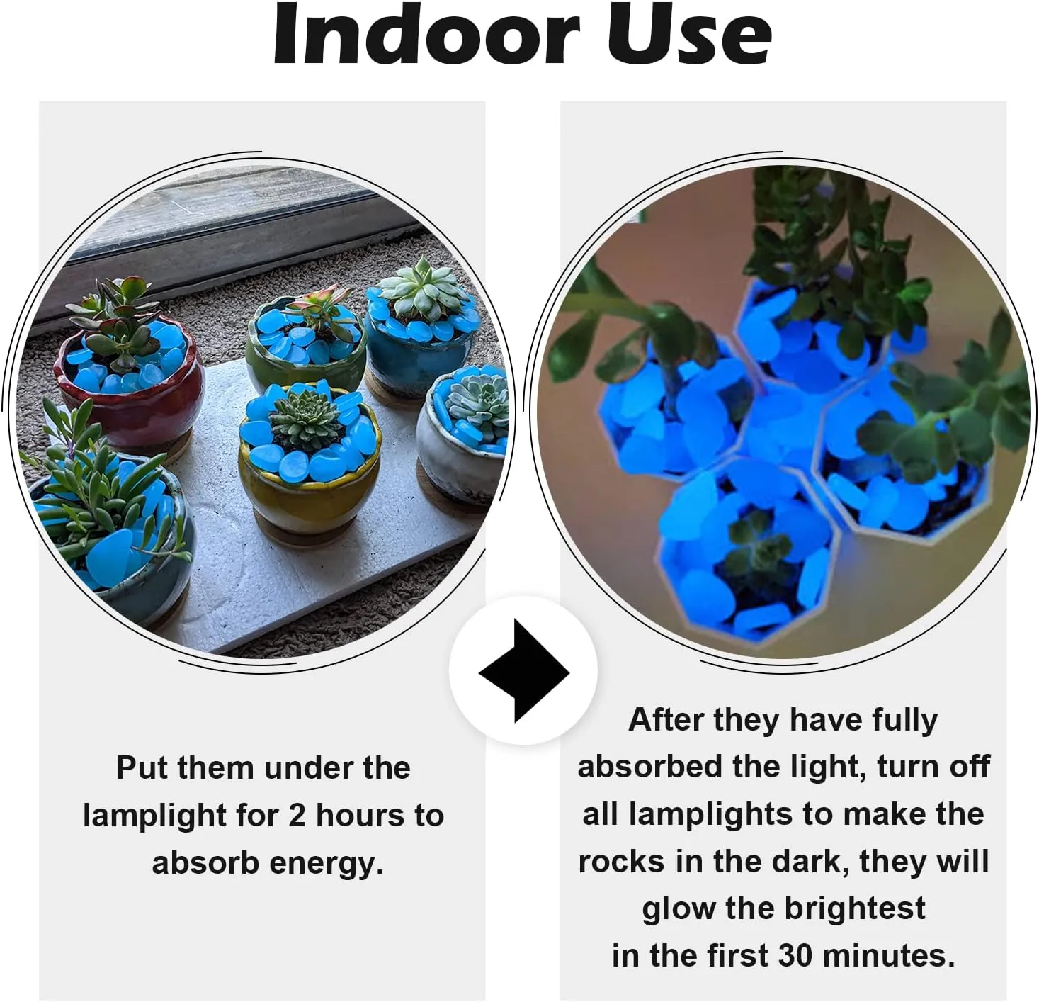 Glow in The Dark Rocks Outdoor, 500 pcs Blue Solar Rocks for Landscaping, Outdoor Decor Glow in The Dark Stones, Glowing Pebbles for Garden Backyard Patio Lawn Path, Powered by Sunlight