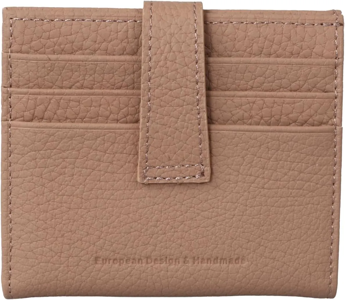 grande 3803 Genuine Leather Card Holder For Women and Men Slim Minimalist Card Case Small Snap Wallet (Cookie)