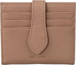grande 3803 Genuine Leather Card Holder For Women and Men Slim Minimalist Card Case Small Snap Wallet (Cookie)