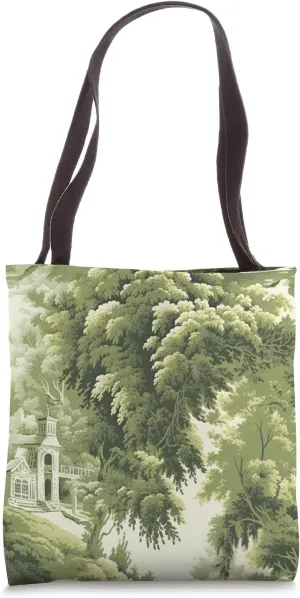 Grandmillennial Style Chinoiserie Cottagecore Emerald Green Tote Bag