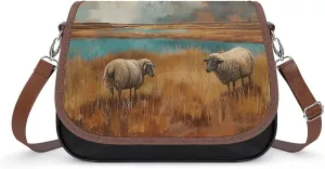 Grazing in The Fields Shoulder Bags PU Leather Shoulder Handbag Large Capacity Crossbody Bag for Women