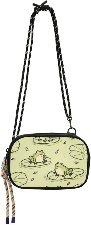 Green Pond Frog West Crossbody Purse for Men Trendy with Adjustable Strap Small Shoulder Bag For Hiking Traveling