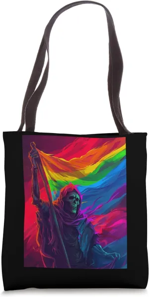 Grim Reaper with Rainbow Flag Tote Bag