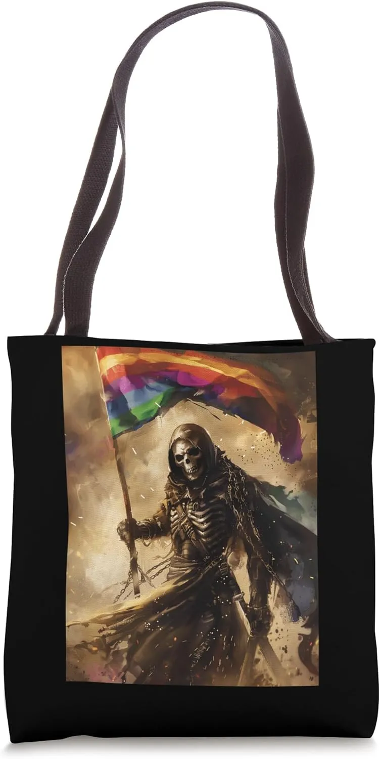 Grim Reaper with Rainbow Flag Tote Bag