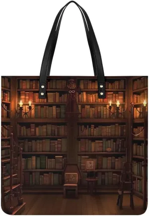 Grocery Bags Book Room Library Bag for Women Lightweight Beach Bag Shoulder Bags for Travel Shopping Work Handbag