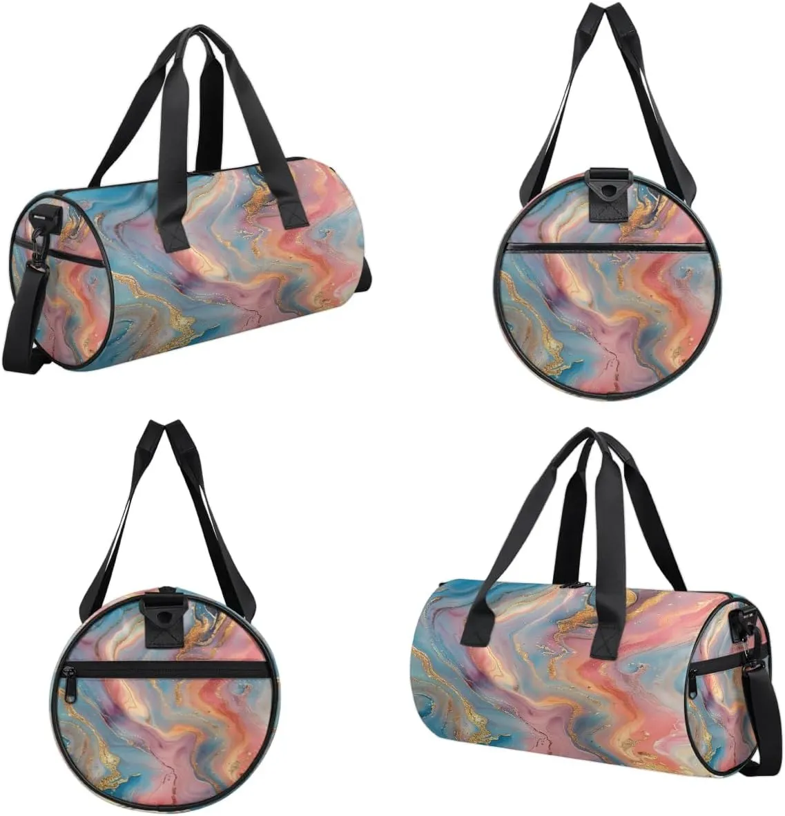 Gym Bags for Men Women Fairy Marble Pattern Sports Duffel Bags Carry On Travel Duffle Bag with Detachable Adjustable Shoulder Strap Overnight Weekender Bag
