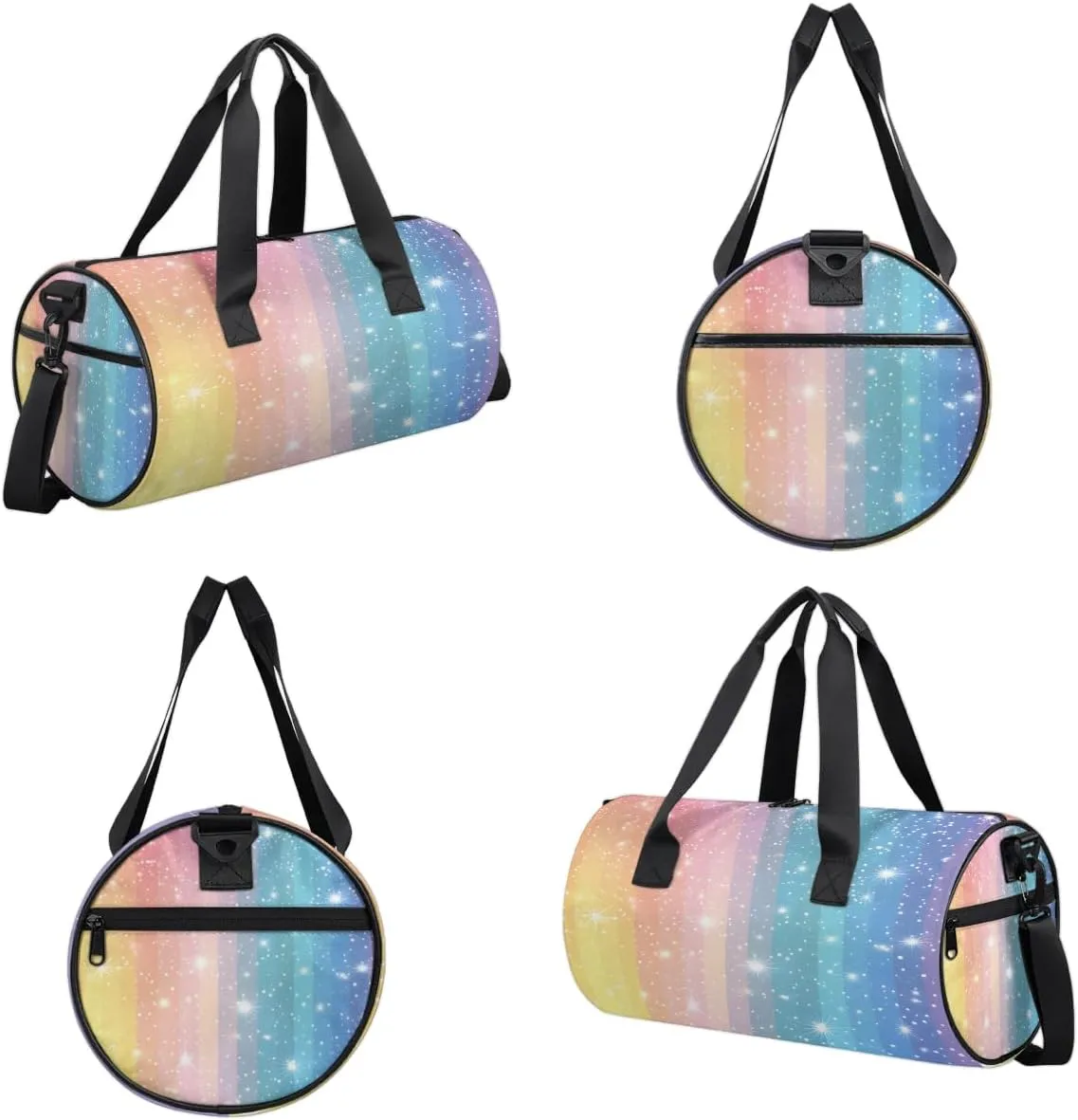 Gym Bags for Men Women Rainbow Stripes Sports Duffel Bags Carry On Travel Duffle Bag with Detachable Adjustable Shoulder Strap Overnight Weekender Bag