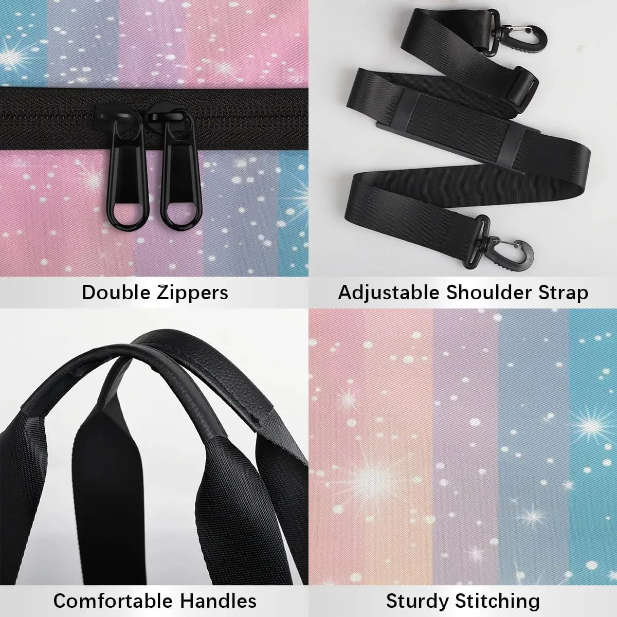 Gym Bags for Men Women Rainbow Stripes Sports Duffel Bags Carry On Travel Duffle Bag with Detachable Adjustable Shoulder Strap Overnight Weekender Bag
