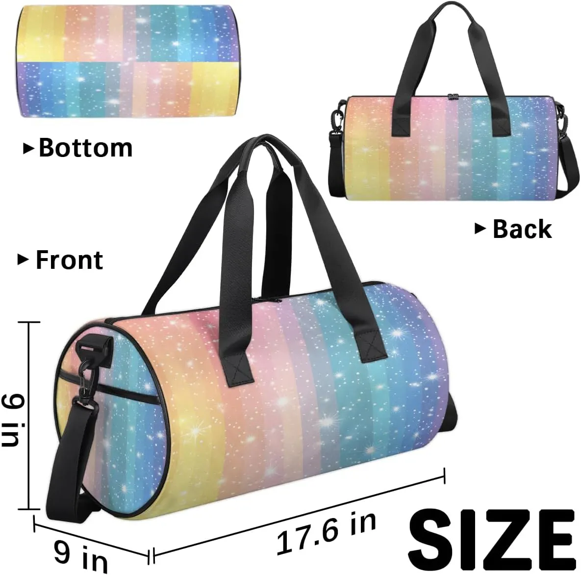 Gym Bags for Men Women Rainbow Stripes Sports Duffel Bags Carry On Travel Duffle Bag with Detachable Adjustable Shoulder Strap Overnight Weekender Bag
