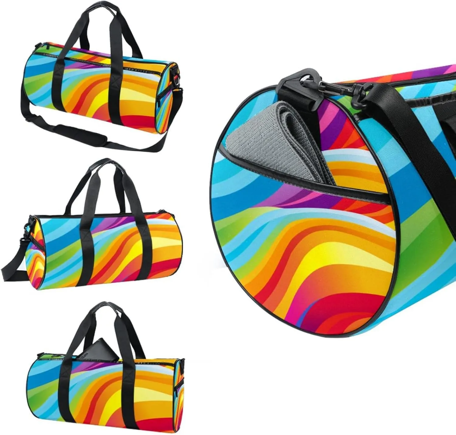 Gym Bags for Men,Travel Duffel Bags for Women,Colored Stripes Rainbow,Workout Bag