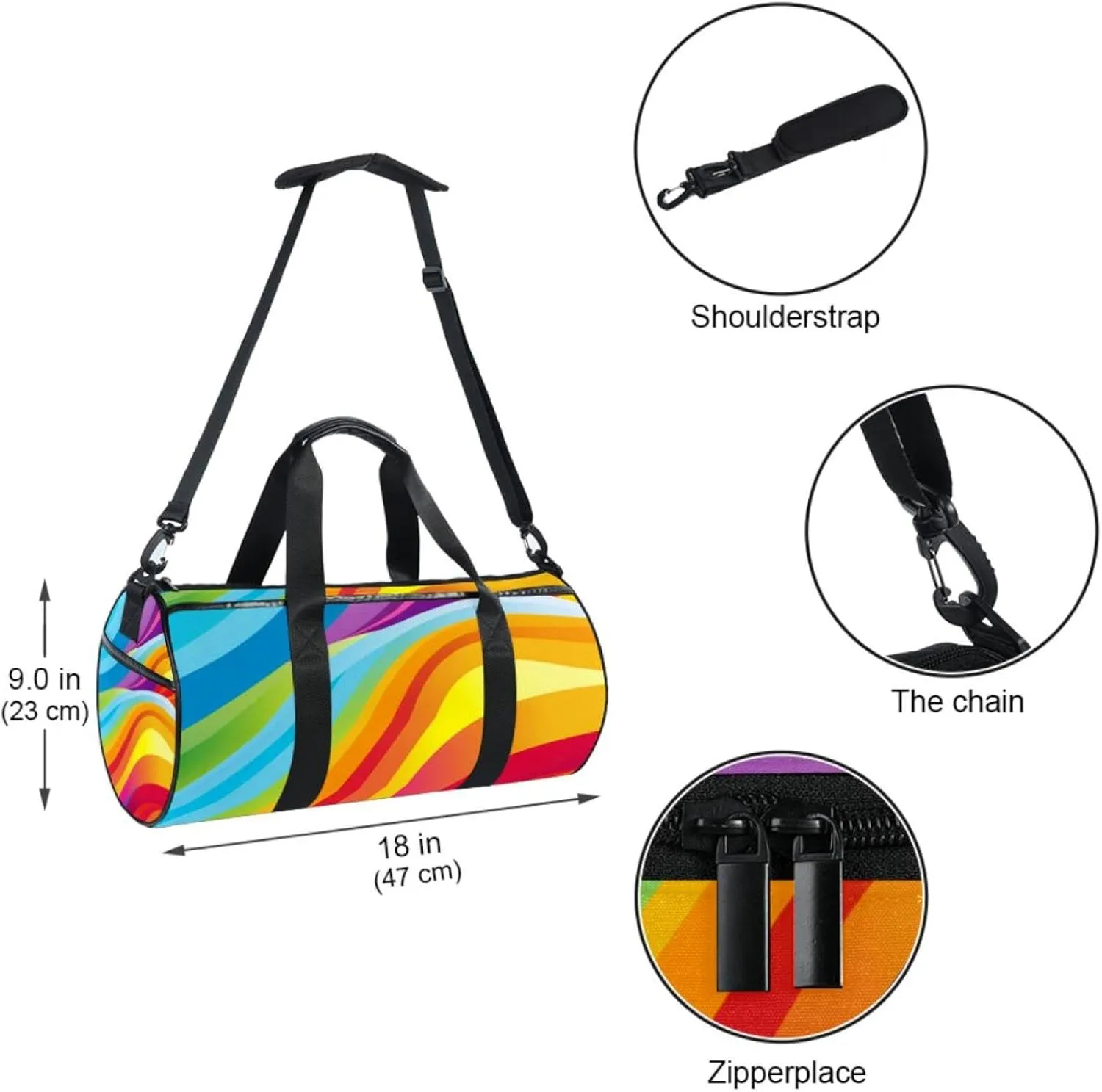 Gym Bags for Men,Travel Duffel Bags for Women,Colored Stripes Rainbow,Workout Bag