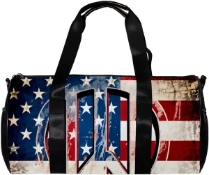 Gym Bags for Men,Travel Duffel Bags for Women,Vintage American Flag Peace Love Sign,Workout Bag