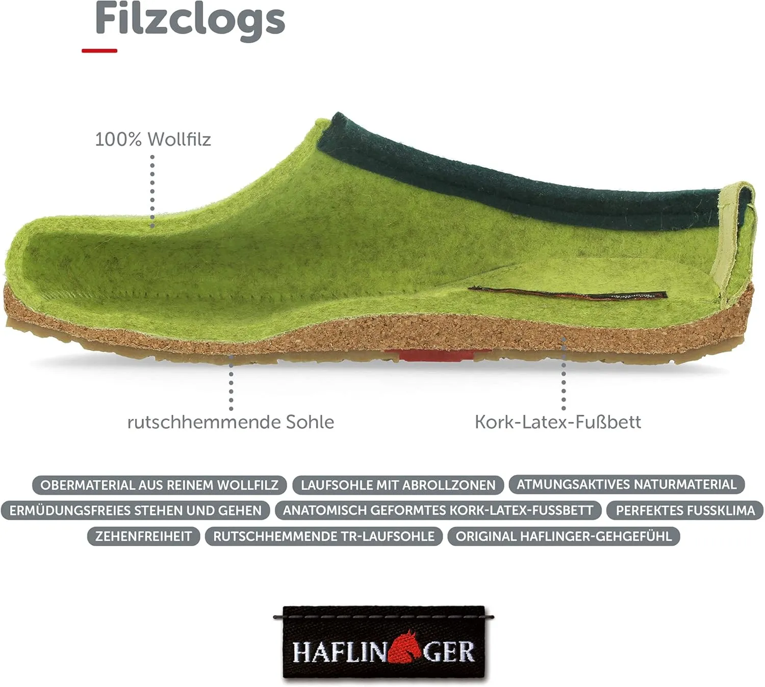HAFLINGER Unisex GZL Leather Trimmed Wool Clogs