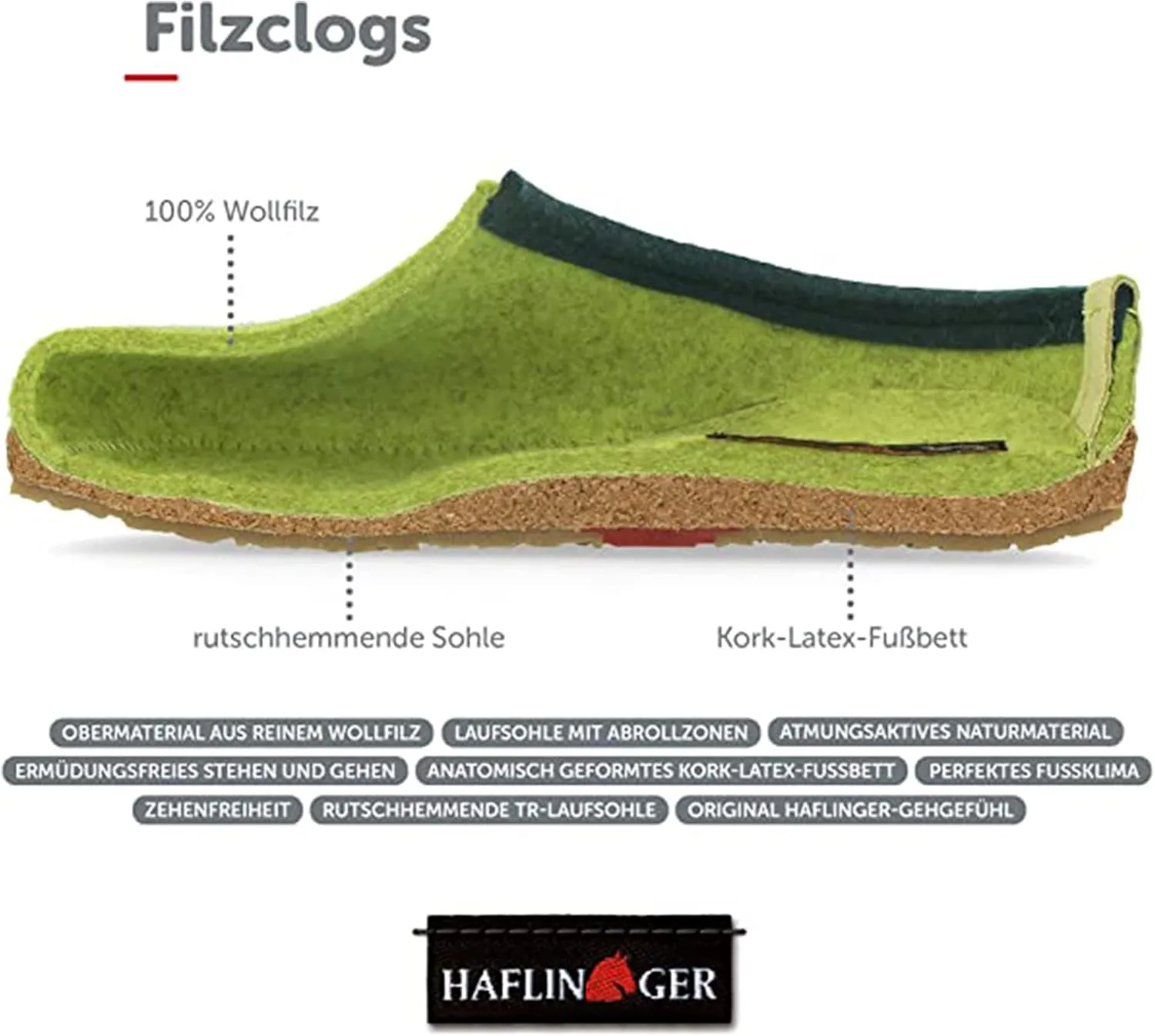 HAFLINGER Unisex GZL Leather Trimmed Wool Clogs