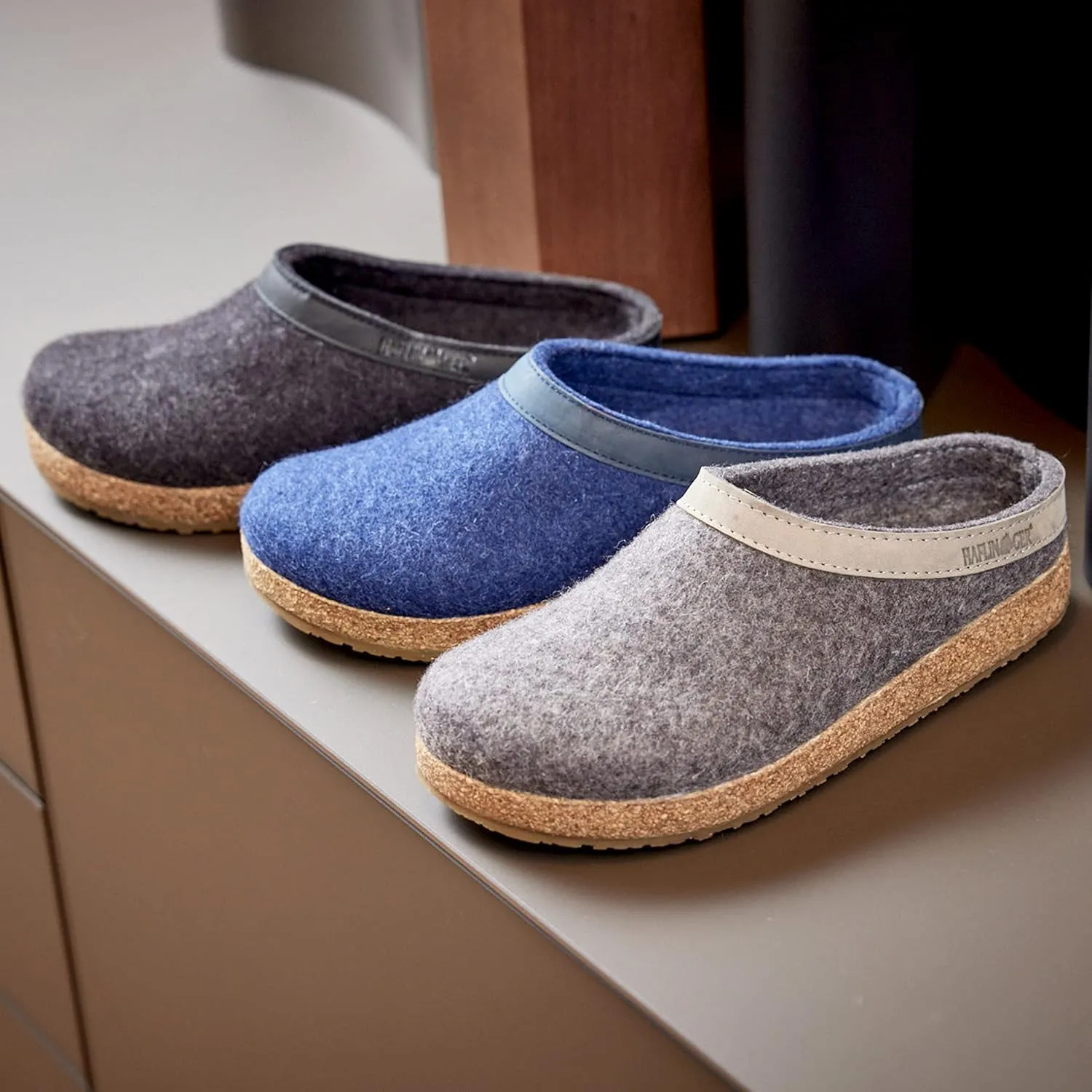 HAFLINGER Unisex GZL Leather Trimmed Wool Clogs