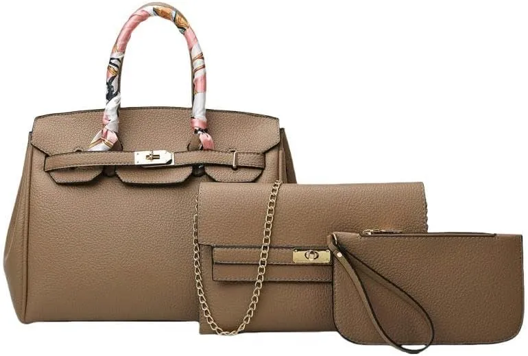 Handbag for Women Women's Bag Multi-Piece Handbag Lychee Pattern Shoulder Messenger Bag