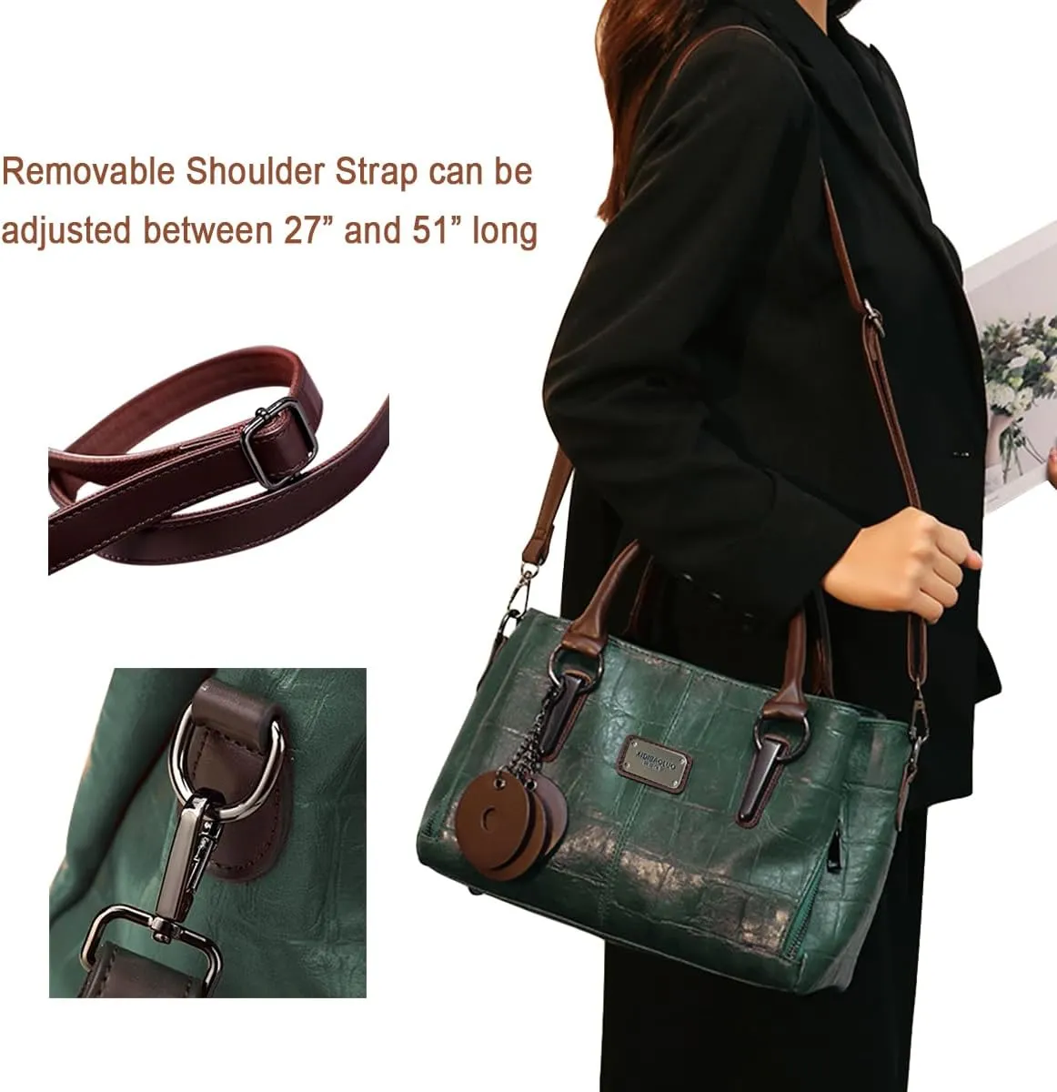 Handbags and Purses for Women Vegan Leather Tote Bag with Compartments Womens Shoulder Crossbody Satchel Work Bags