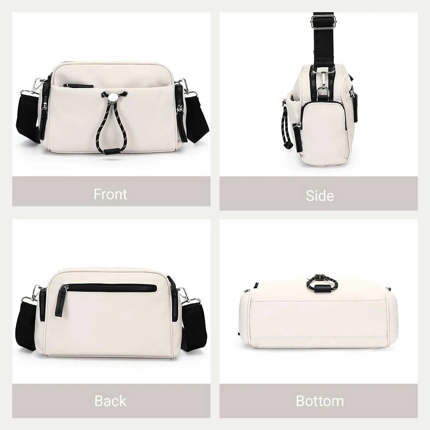 Herald Lightweight Nylon Crossbody Bag for Women, Small Camera Square Shoulder Purse Handbag with Multi-Pockets
