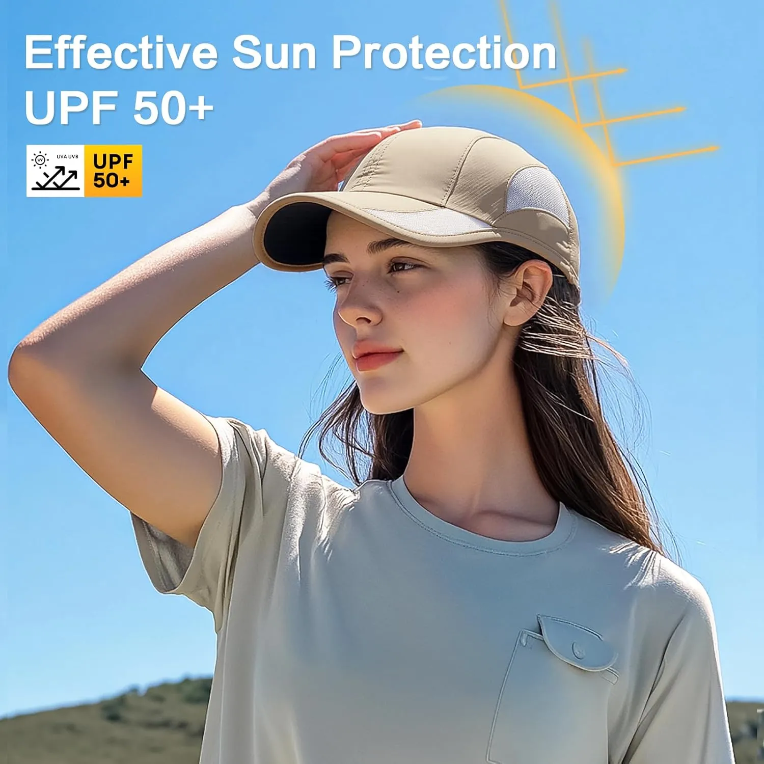 HH HOFNEN Quick Dry Baseball Cap Unstructured Running Cap Water-Resistant UPF 50  Mesh Golf Sun Hats for Men Women