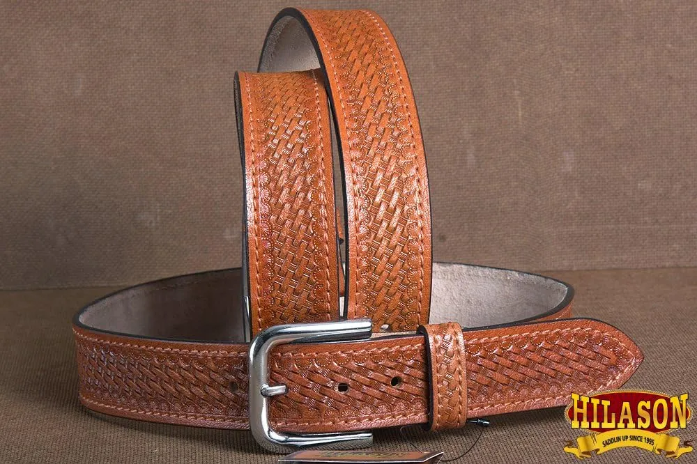 HILASON Western Genuine Leather Belt for Men Women Cowboy Cowgirl Handmade Unisex Full Grain Heavy Duty Tooled Belt for Jeans