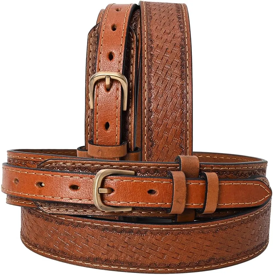 HILASON Western Genuine Leather Belt for Men Women Cowboy Cowgirl Handmade Unisex Full Grain Heavy Duty Tooled Belt for Jeans
