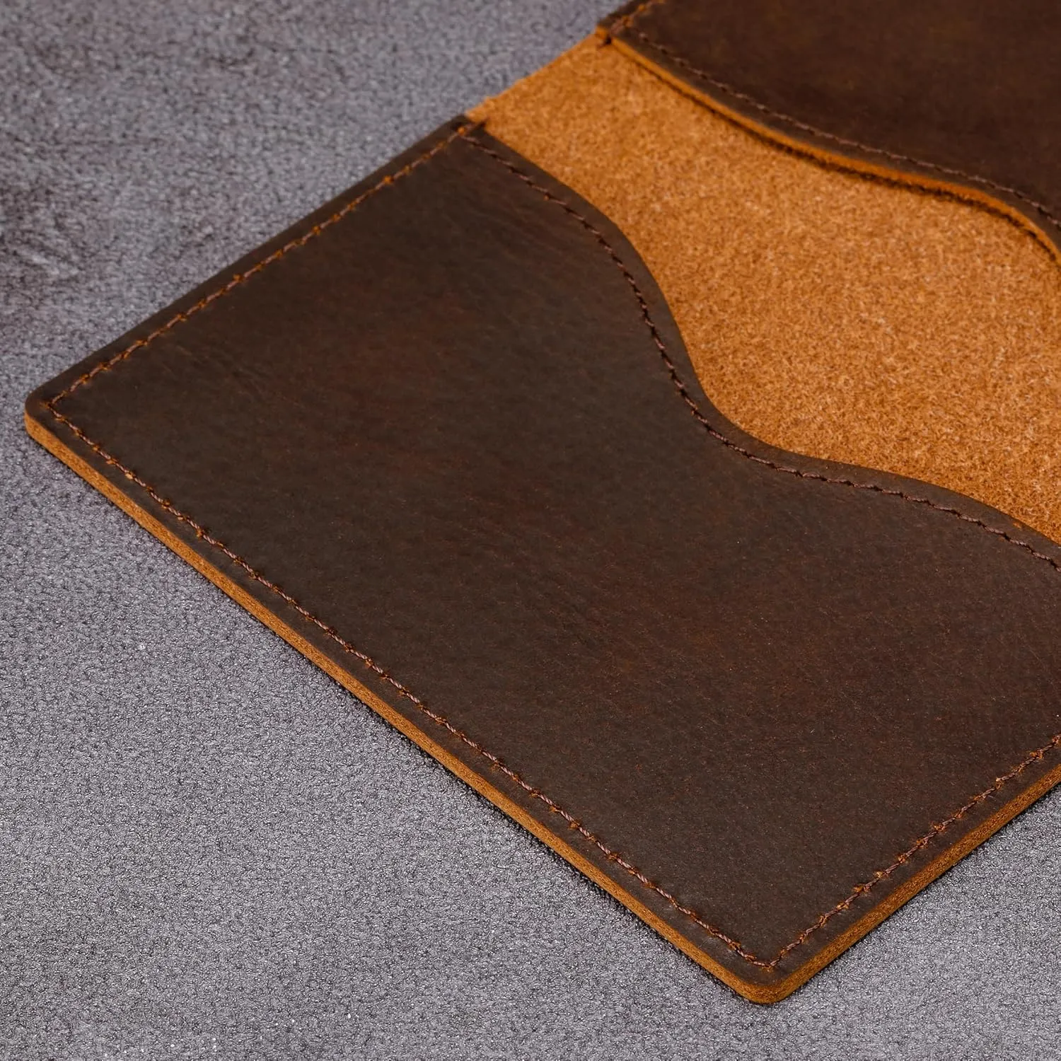 HISCOW Minimalist Thin Bifold Card Holder - Italian Calfskin (Vintage Coffee)
