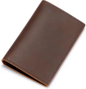 HISCOW Minimalist Thin Bifold Card Holder - Italian Calfskin (Vintage Coffee)