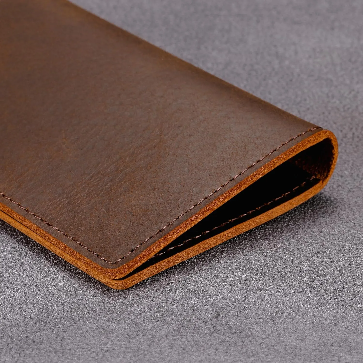 HISCOW Minimalist Thin Bifold Card Holder - Italian Calfskin (Vintage Coffee)