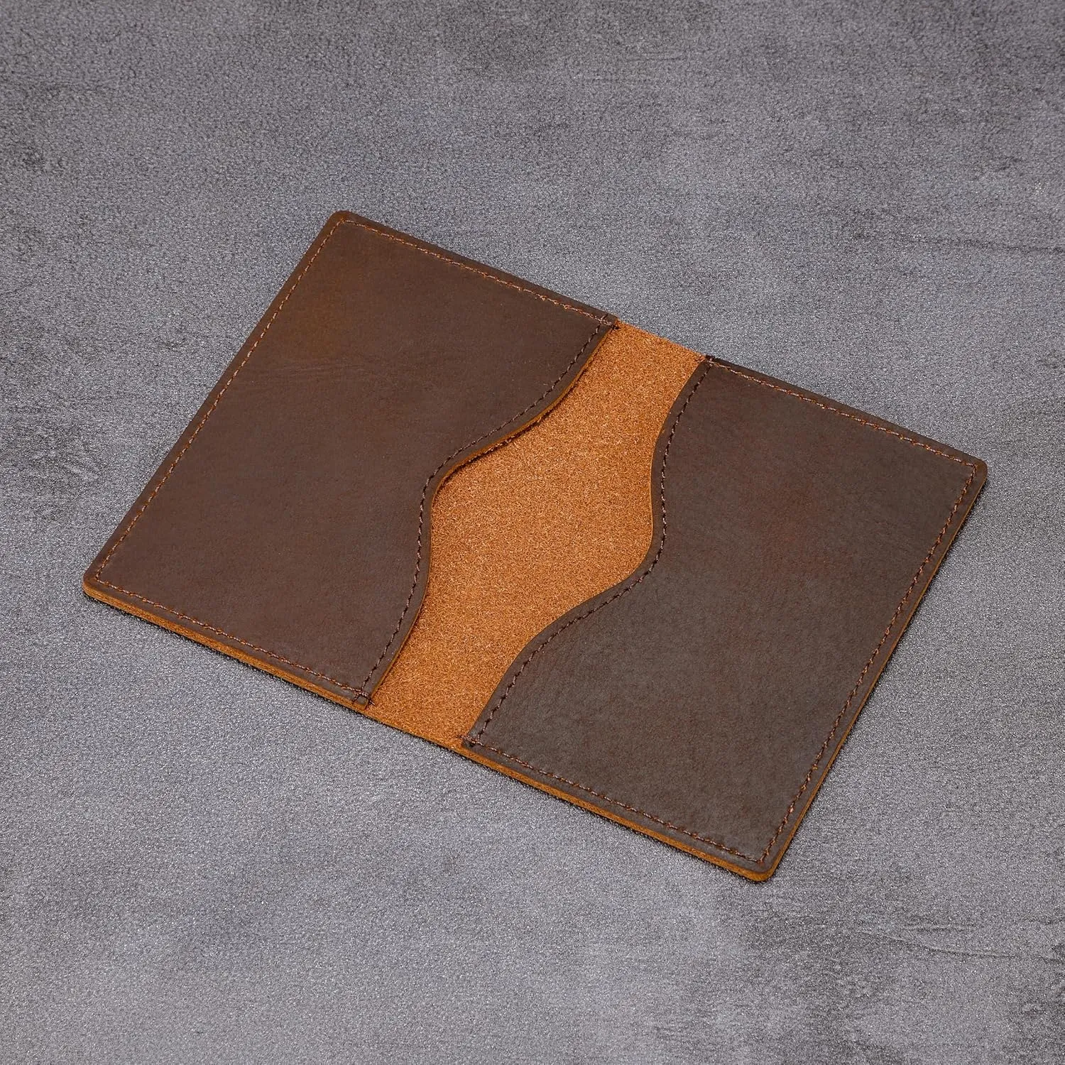 HISCOW Minimalist Thin Bifold Card Holder - Italian Calfskin (Vintage Coffee)