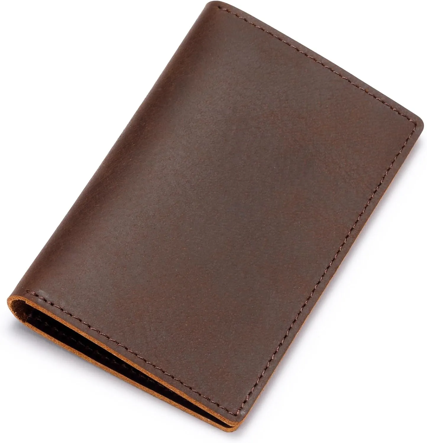HISCOW Minimalist Thin Bifold Card Holder - Italian Calfskin (Vintage Coffee)