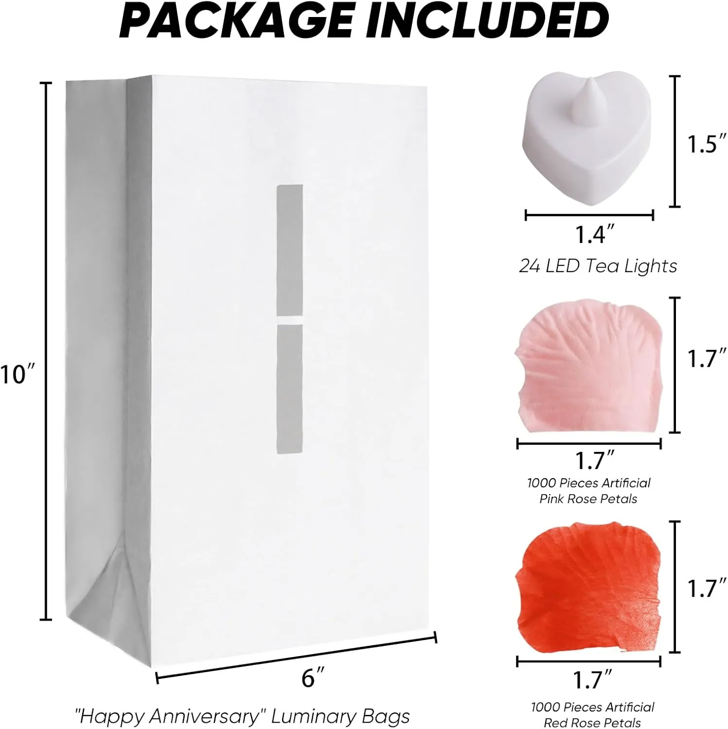 Homemory Happy Anniversary Decoration Light Up Letters with Flameless Candles and Fake Rose Petals, Valentine's Day Luminary Bags Happy Anniversary Sign Romantic Party Decor for Wedding