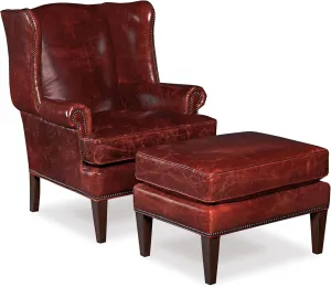 Hooker Furniture Blakeley Leather Club Chair in Red and Natchez Brown