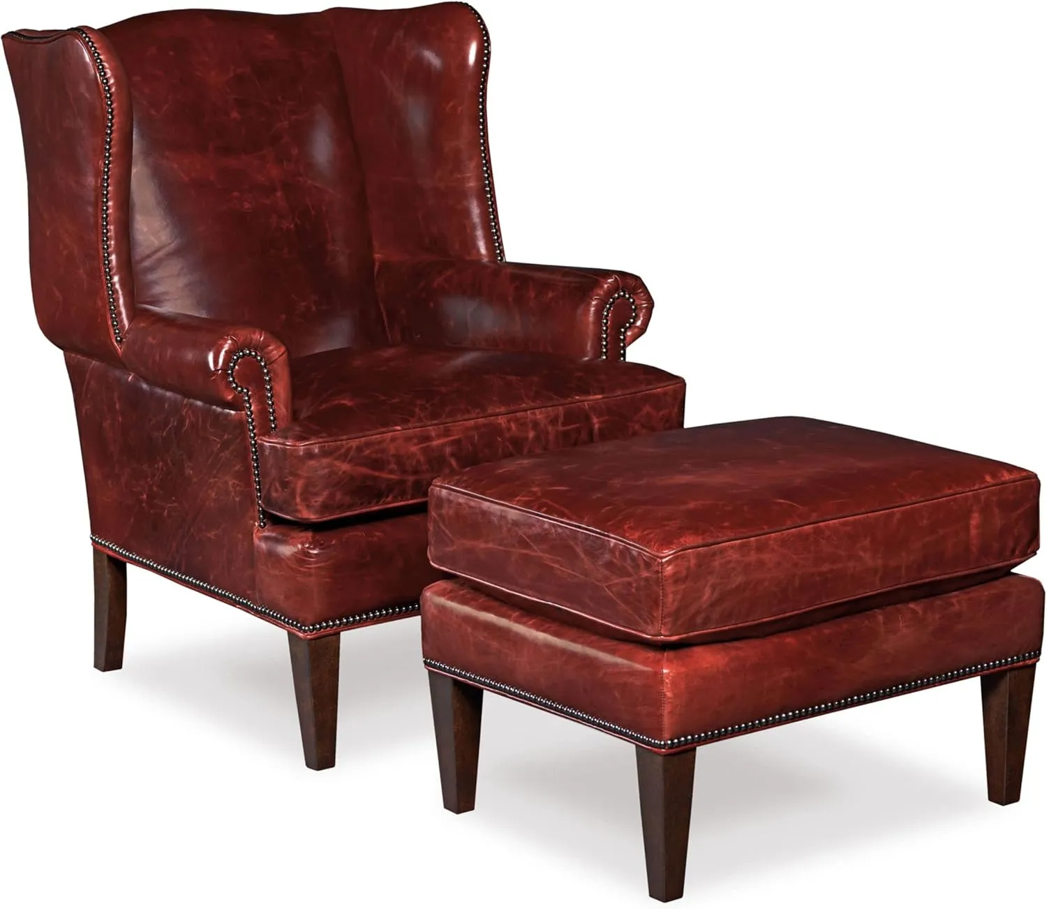 Hooker Furniture Blakeley Leather Club Chair in Red and Natchez Brown