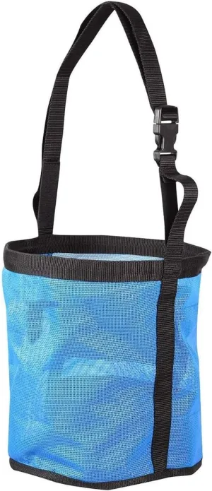 Horse Feed Bag, Mesh Slow Feeding Grain Hay Bag - Collapsible Ripstop Storage Bag Adjustable Strap Neck and Nose for Pasture Trailers Training Horses (Blue,M)