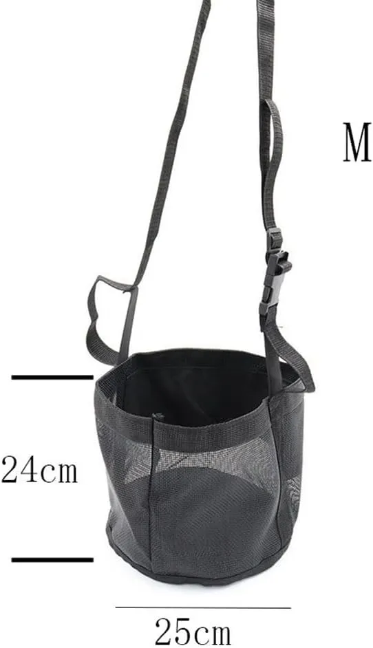 Horse Feed Bag, Mesh Slow Feeding Grain Hay Bag - Collapsible Ripstop Storage Bag Adjustable Strap Neck and Nose for Pasture Trailers Training Horses (Blue,M)