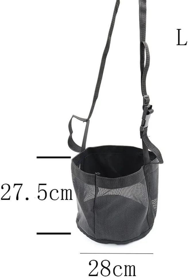Horse Feed Bag, Mesh Slow Feeding Grain Hay Bag - Collapsible Ripstop Storage Bag Adjustable Strap Neck and Nose for Pasture Trailers Training Horses (Blue,M)