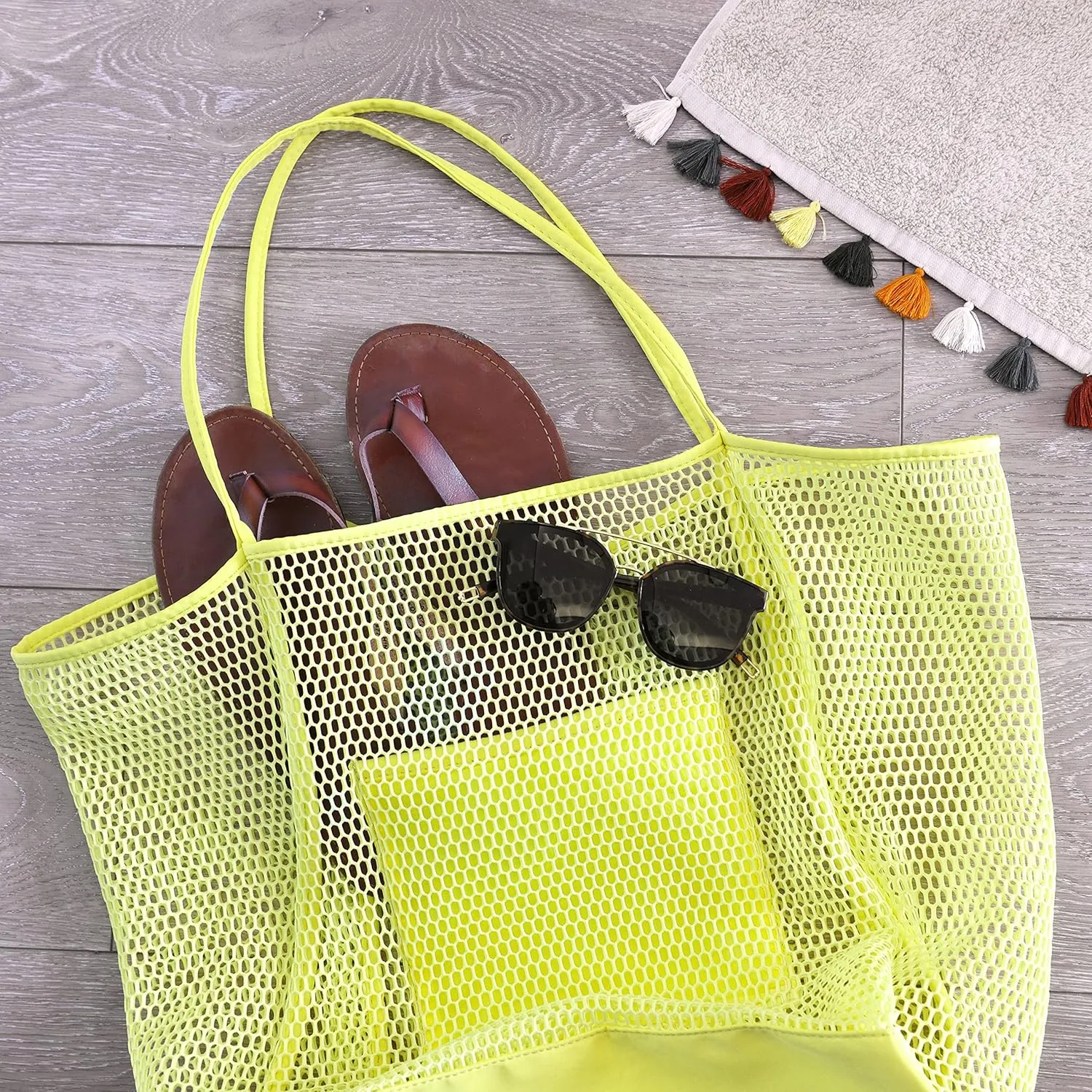 HOXIS Mesh Beach Tote Womens Shoulder Handbag