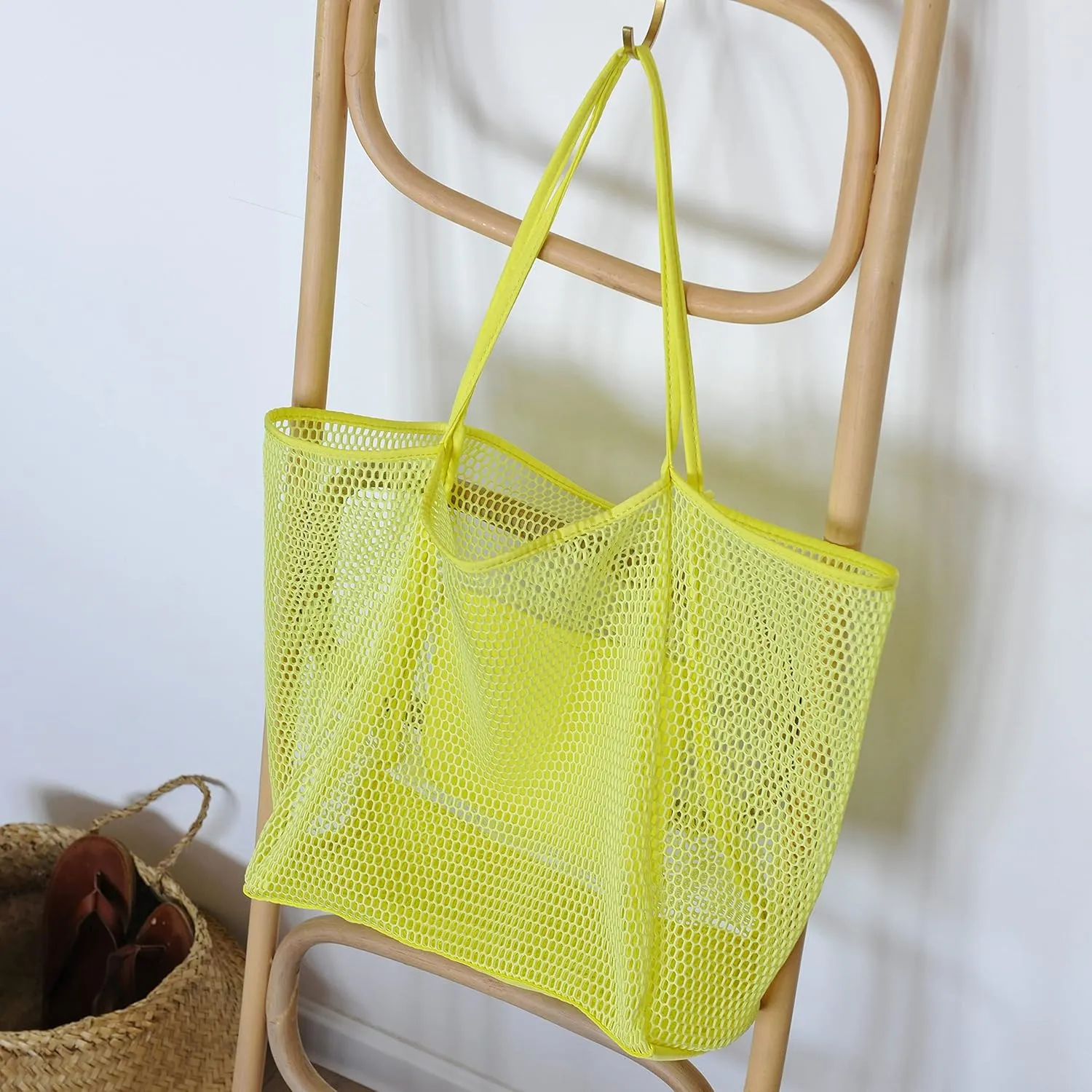 HOXIS Mesh Beach Tote Womens Shoulder Handbag