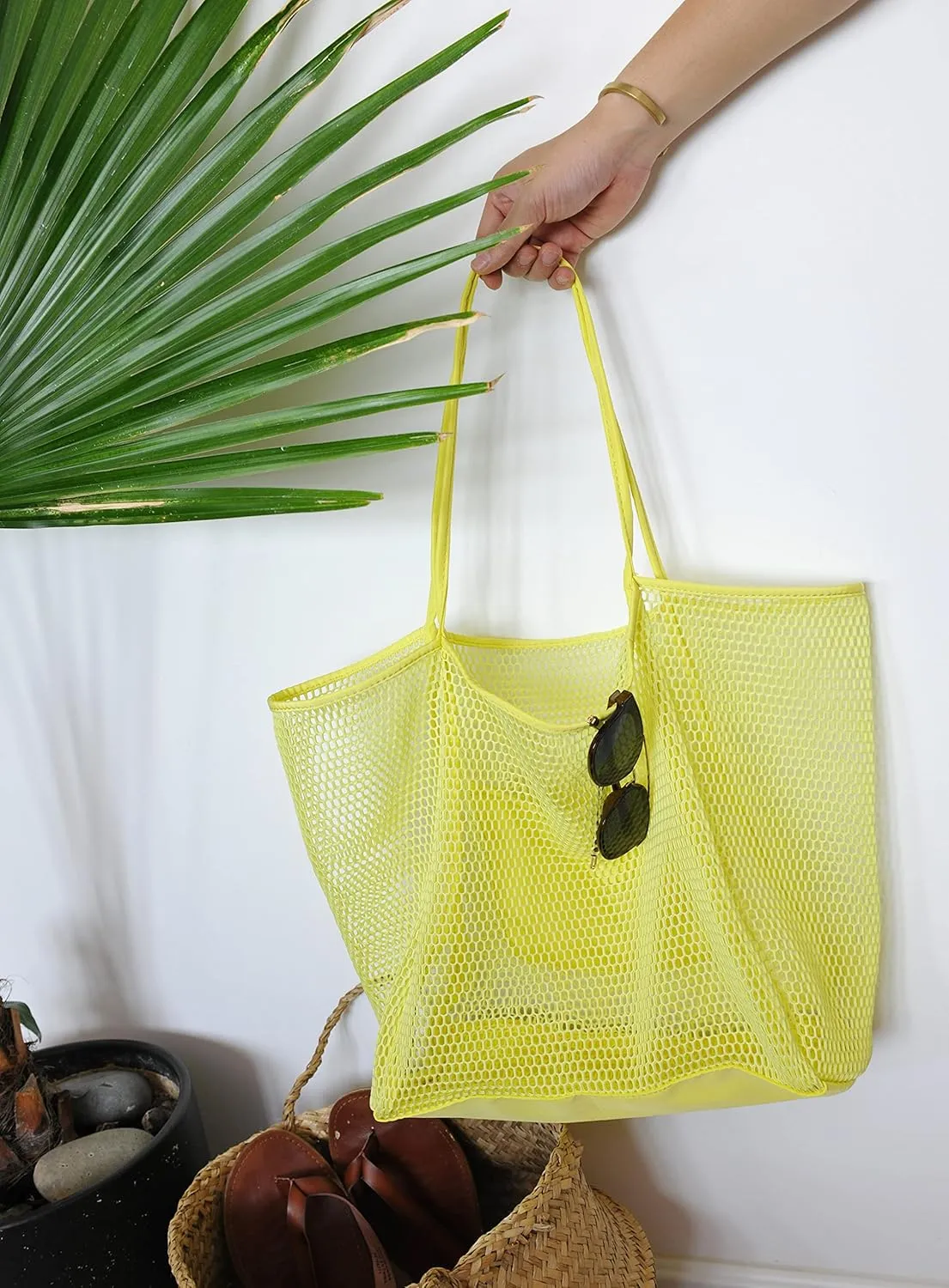 HOXIS Mesh Beach Tote Womens Shoulder Handbag