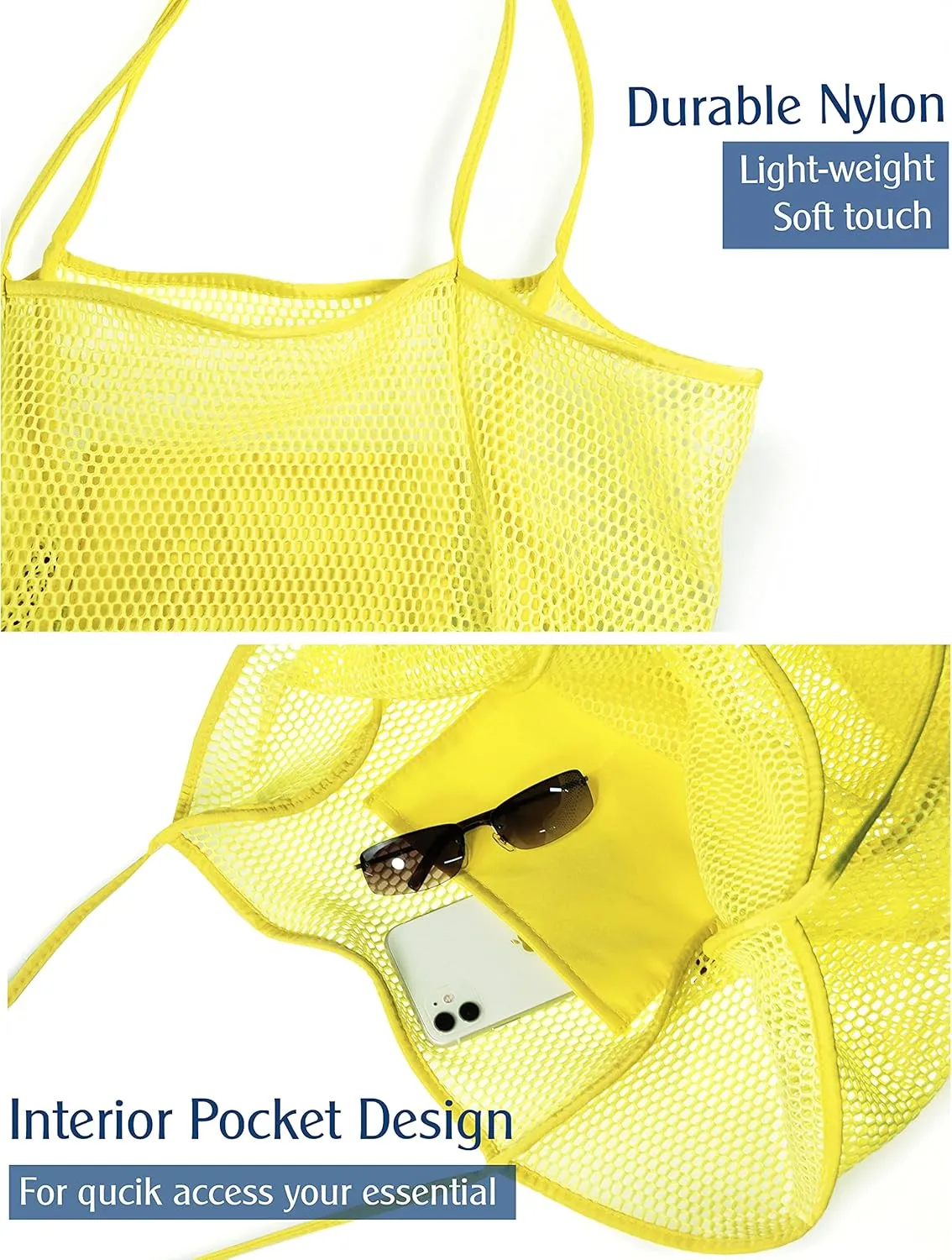 HOXIS Mesh Beach Tote Womens Shoulder Handbag