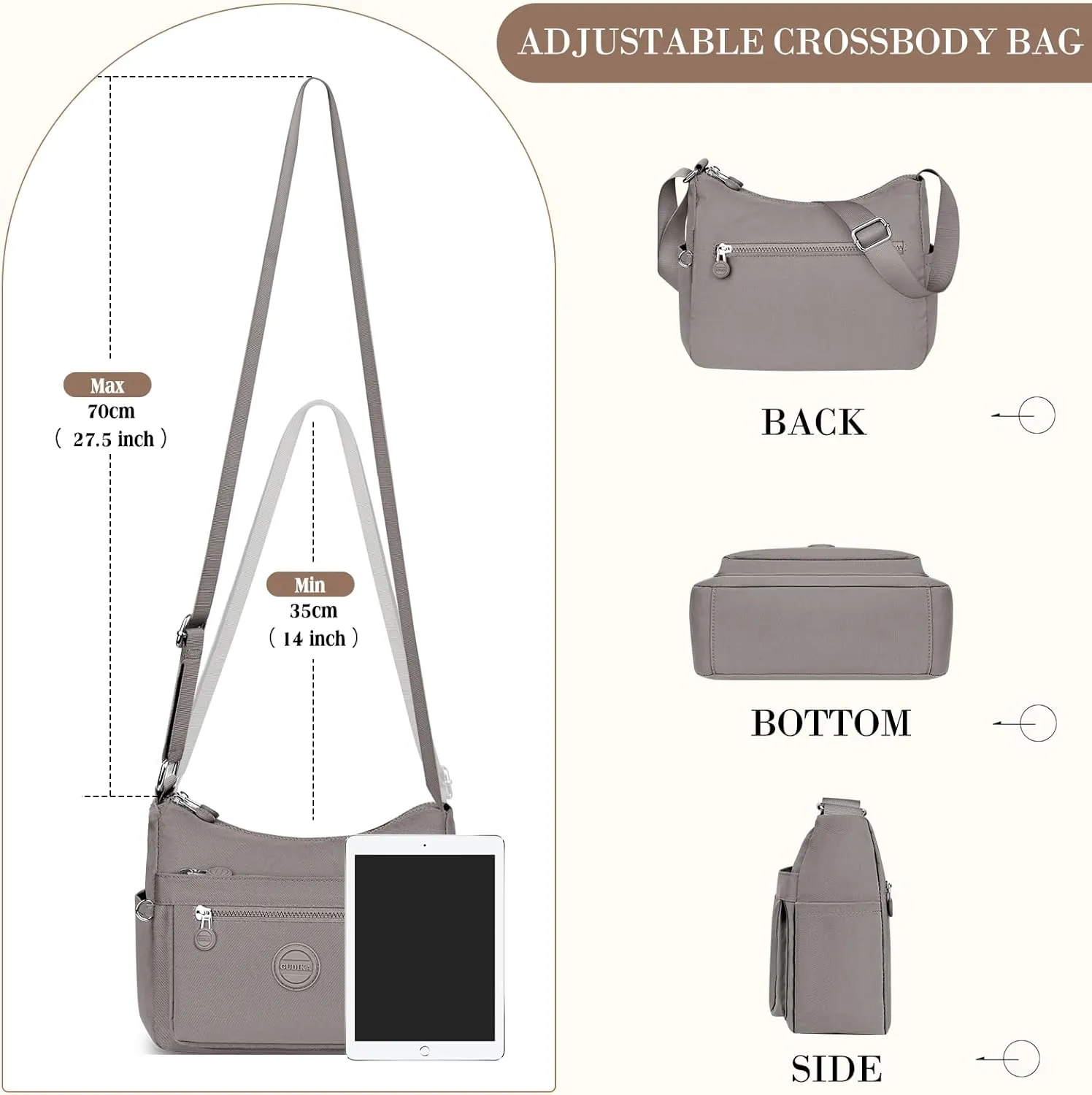 HUANLANG Nylon Crossbody Bags for Women Large Lightweight Travel Purse Women's Pocketbooks Multi Pocket Shoulder Bag