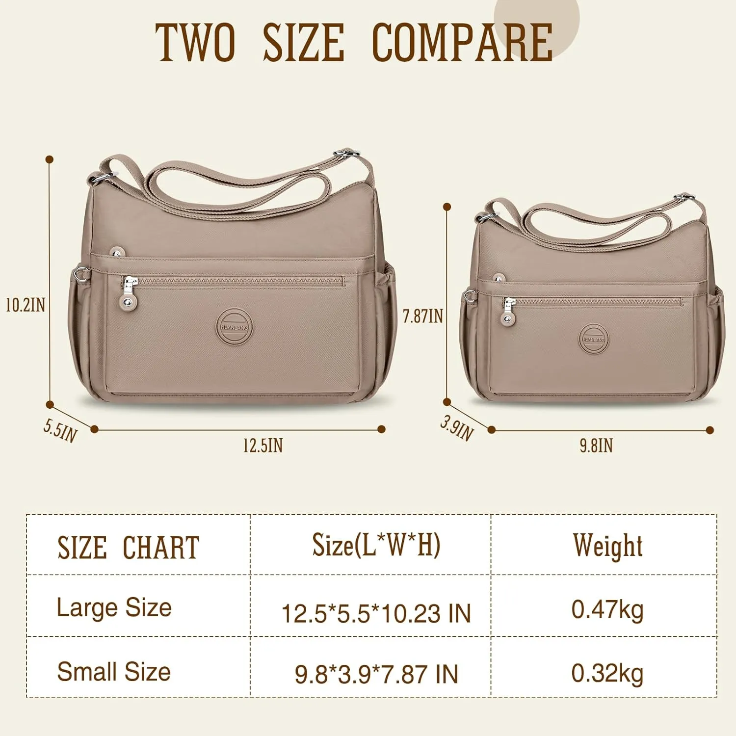 HUANLANG Nylon Crossbody Bags for Women Large Lightweight Travel Purse Women's Pocketbooks Multi Pocket Shoulder Bag