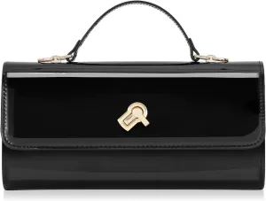 Huralona Women Metallic PU Leather Evening Clutch Purse Square Box Handbag Crossbody Shoulder Bag with Twist Lock Closure