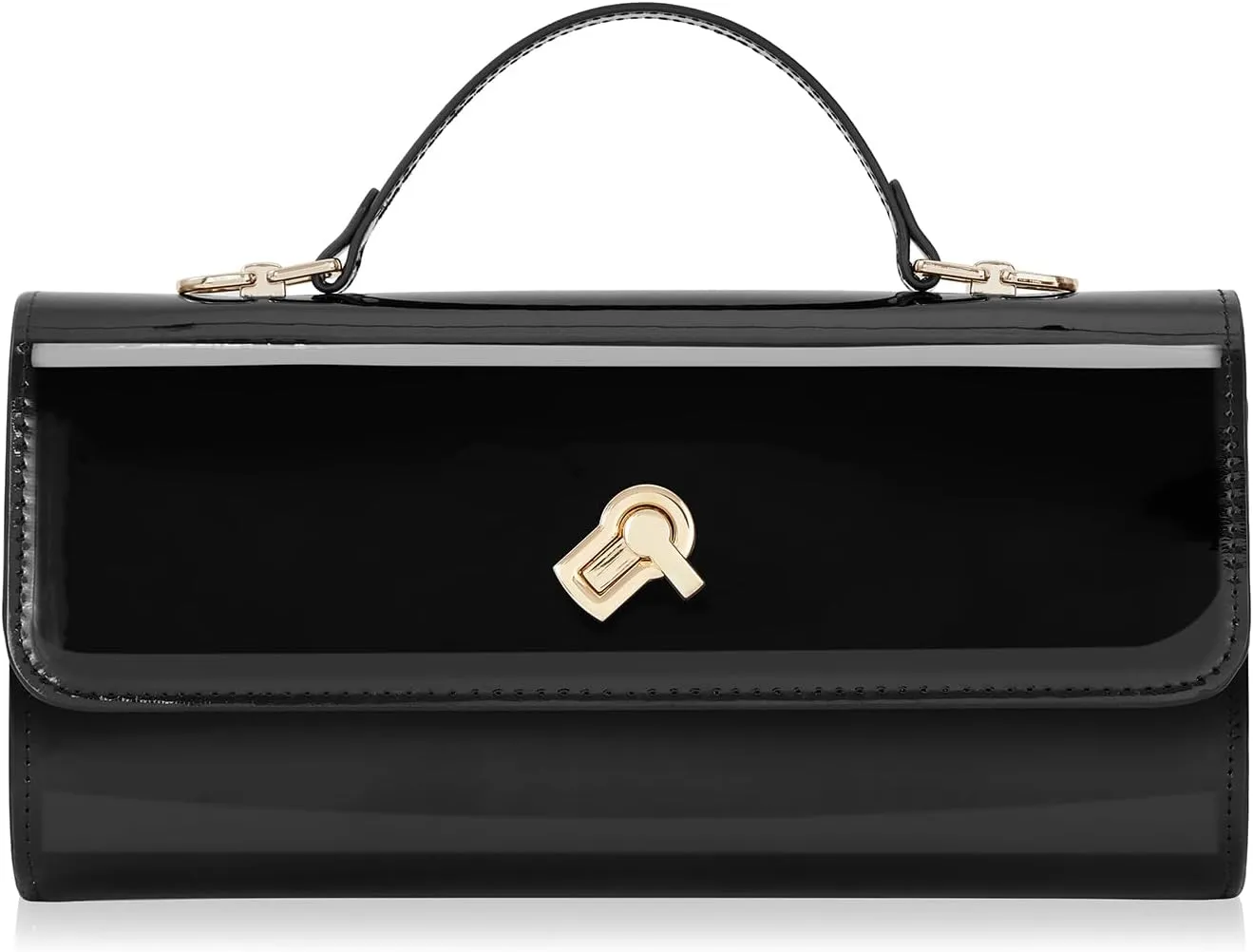 Huralona Women Metallic PU Leather Evening Clutch Purse Square Box Handbag Crossbody Shoulder Bag with Twist Lock Closure