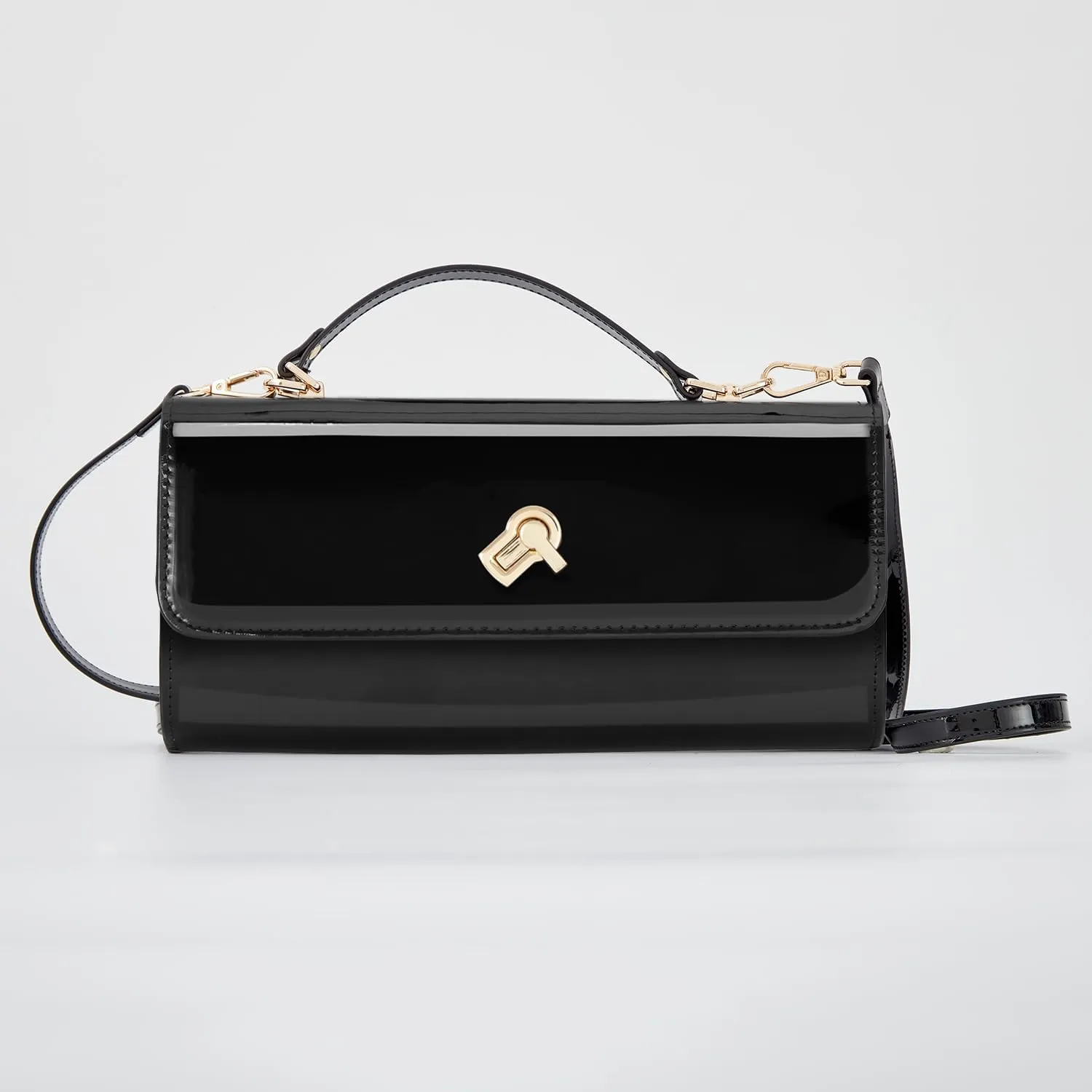 Huralona Women Metallic PU Leather Evening Clutch Purse Square Box Handbag Crossbody Shoulder Bag with Twist Lock Closure