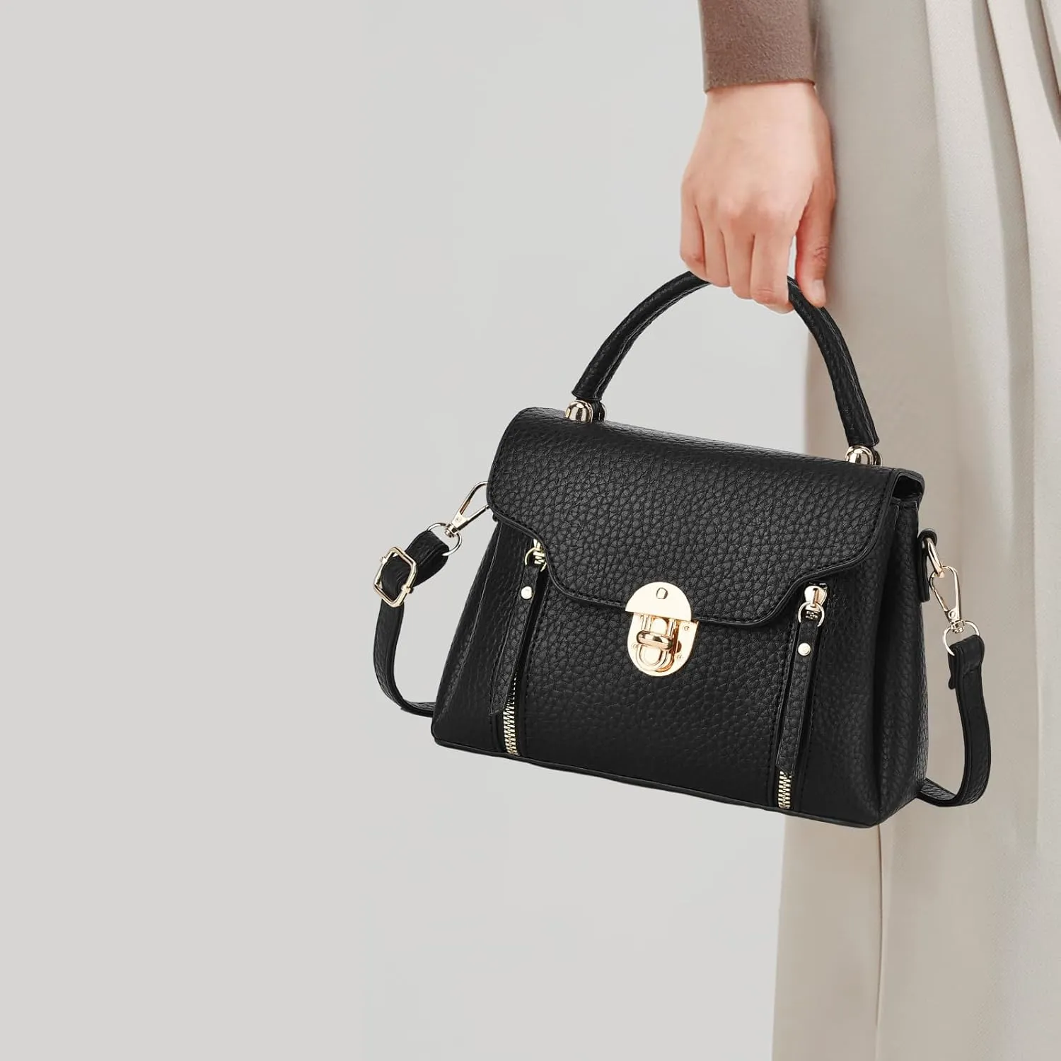 I IHAYNER Crossbody Bags for Women Soft Leather Purses Top Handle Handbags for Travel Designer Shoulder Bags with Wide Strap